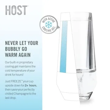 Host Champagne Freeze Stemless Chilling Wine Glasses, 9oz Set of 2, Freezer Cooling Cups, Insulated Flute Gifts for Women, For Mimosas, Prosecco and Bubbly, Marble