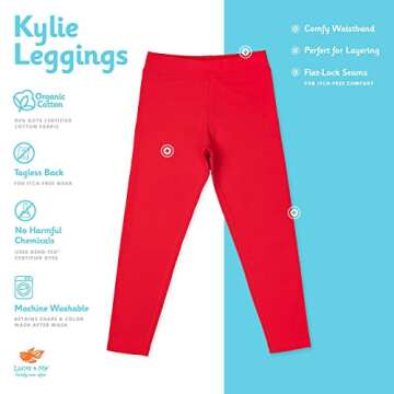 Lucky & Me | Kylie Organic Cotton Girls Leggings | 2-Pack (Lady Bird, 7-8 Years)