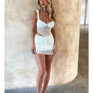 Seyurigaoka Women's Crochet Knit Beach Set for Summer