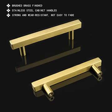 goldenwarm 5 Pack 3-1/2in Drawer Pulls Gold Cabinet Pulls Kitchen Cabinet Handles - LS1212GD90 Modern Dresser Drawer Handles Gold Cabinet Hardware Square Pulls