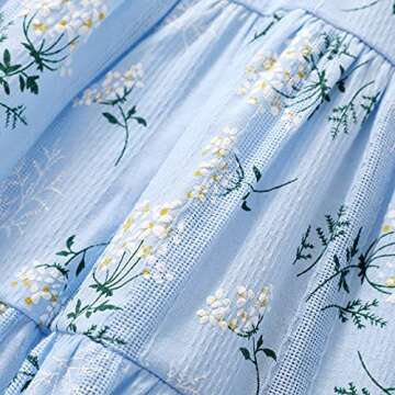 YOUNGER TREE Toddler Girls Outfits Floral Flutter Sleeve Princess Dress Summer Clothes Line Skirts for Girls(12-18 Months,Blue Floral)