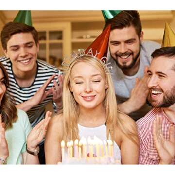 AOPRIE Gold Rhinestone Birthday Princess Crown Tiara Headband Accessory for Women and Girls