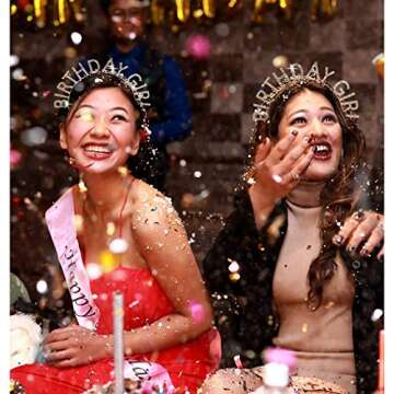 AOPRIE Gold Rhinestone Birthday Princess Crown Tiara Headband Accessory for Women and Girls