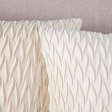 MADIZZ Set of 2 Super Soft Velvet Decorative Throw Pillow Covers 20x20 inch White Square with Texture Luxury Style Cushion Case Pillow Shell for Sofa Bedroom