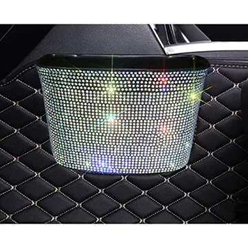 BlingSHD Car Trash Can with Rhinestones - Stylish & Compact