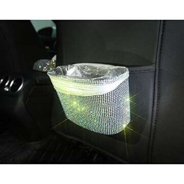 BlingSHD Car Trash Can with Rhinestones - Stylish & Compact