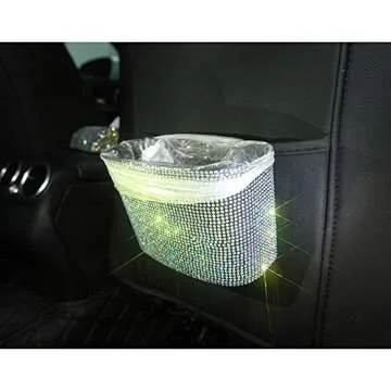 BlingSHD Car Trash Can with Rhinestones - Stylish & Compact