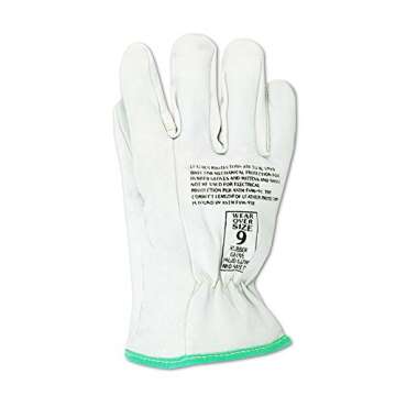 MAGID 12501 PowerMaster Goatskin Leather Low Voltage Linesman Protector Glove, Work, 9-1/2" Length, Size 8, Pearl (One Pair)