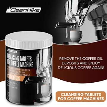 CleanHike Espresso Machine Cleaning Tablets - (100 Tablets) For Jura, Miele, and Universal Coffee Ma...