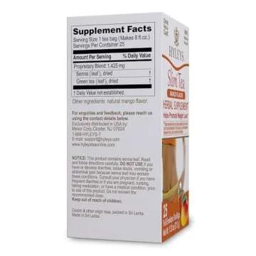 Hyleys Slim Tea Pineapple Flavor - Weight Loss Herbal Supplement Cleanse and Detox - 25 Tea Bags (12...