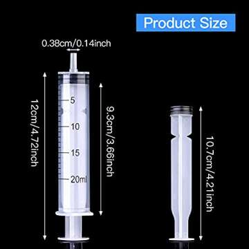 10 Pack - 20ml Plastic Syringe with Measurement, No Needle Suitable for Refilling and Measuring Liquids, Feeding Pets, Oil or Glue Applicator