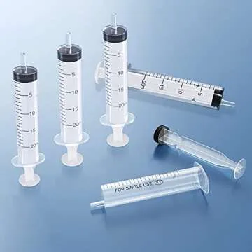 10 Pack - 20ml Plastic Syringe with Measurement, No Needle Suitable for Refilling and Measuring Liquids, Feeding Pets, Oil or Glue Applicator