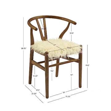 Linon Home Décor Ali Faux Fur Wishbone Chair, Brown
