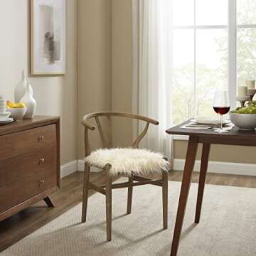 Linon Home Décor Ali Faux Fur Wishbone Chair, Brown