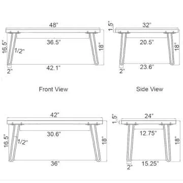 Alaterre Furniture 42-Inch Coffee Table with Metal Hairpin Legs and Natural Live Edge Acacia Wood Top, Clear Natural Finish, Modern Industrial, Farmhouse Style, Living Room Furniture Set