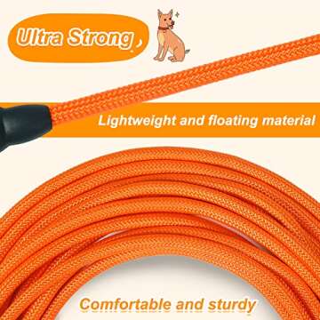 Vivifying Floating Long Dog Leash, 32FT Long Leash for Dog Training, Lightweight Check Cord for Outdoor, Hiking, Swimming, Beach and Lake