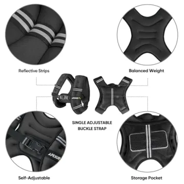 APEXUP Weighted Vest 5lbs Reflective Adjustable Workout