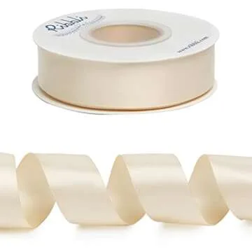 Ribbli Cream Double Faced Satin Ribbon,1” x Continuous 25 Yards,Use for Bows Bouquet,Gift Wrapping...