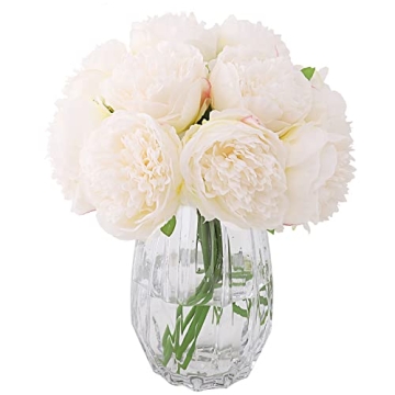 2 Bunches Artificial Peonies, 10 Heads Silk Peony Fake Flower Bouquets for Wedding Home Office Party...
