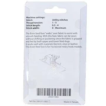 Janome Even Feed Foot with Quilting Guide Horizontal Rotary Hook Models