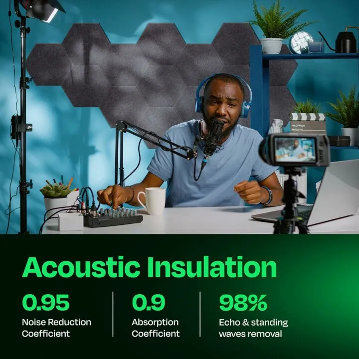 High Density Acoustic Panels 12-Pack Pebble Gray