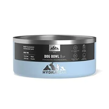 Hydrapeak Dog Bowl; Non Slip Stainless Steel; Water and Food Dish; Large Sized and Small Dogs; 32oz 64oz; Multiple Sizes | 8 Cup | Cloud