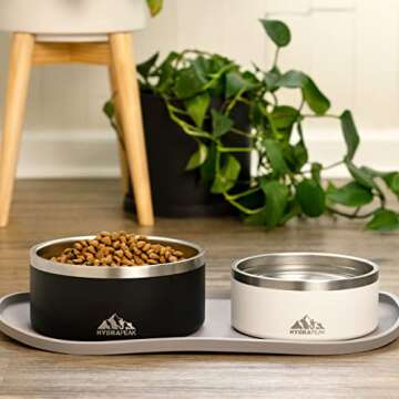 Hydrapeak Dog Bowl; Non Slip Stainless Steel; Water and Food Dish; Large Sized and Small Dogs; 32oz 64oz; Multiple Sizes | 8 Cup | Cloud
