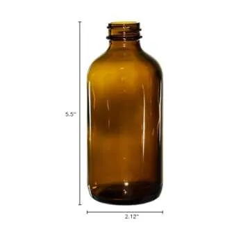 Pack of 12 Amber Boston Round Bottles 8 oz