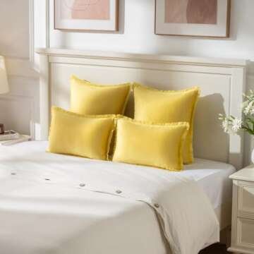 FUTEI Lemon Yellow Boho Pillow Covers Set of 2