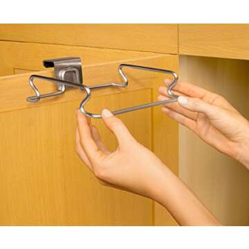 YouCopia Over The Door Plastic Bag Trash Bin for Cabinets, Stainless Steel