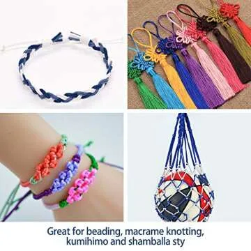 AUEAR, 20 Colors 1mm Satin Nylon Trim Cord Chinese Knotting Macrame Thread Rattail Silk Beading String for Necklace Bracelet Jewelry Making