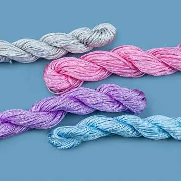 AUEAR, 20 Colors 1mm Satin Nylon Trim Cord Chinese Knotting Macrame Thread Rattail Silk Beading String for Necklace Bracelet Jewelry Making