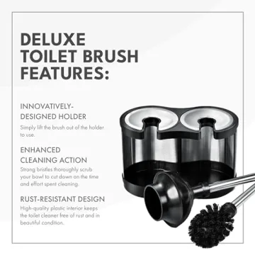 Stainless Steel Toilet Brush Plunger Combo Modern Deluxe