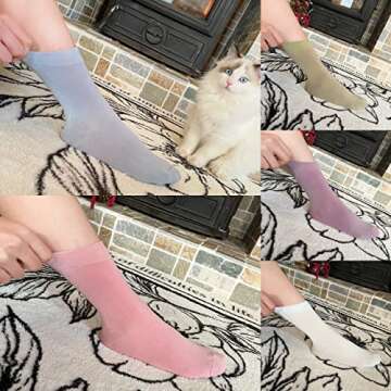 SERISIMPLE Women Thin Bamboo Socks Crew Lightweight Above Ankle Casual Dress Sock For Ladies Bootie Trouser 5 Pairs (Assorted, Medium)