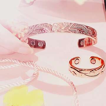 LONGRN-Pure Copper Magnetic Ring & Bracelet Adjustable Size for Women