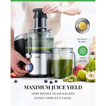 1200W GDOR Juicer with Titanium Disc, 3-Inch Chute