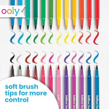 Ooly Brilliant Brush 24 Classic Colors, Calligraphy Pens for Writing & Hand Lettering, Perfect Set of Brush Calligraphy Pens for Beginners or Kids with 24 Bright Colors