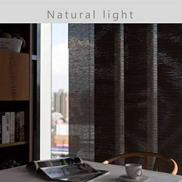 GoDear Design Adjustable Sliding Glass Door Blinds, Panel Track Vertical Patio Door Blinds, Extendable Track from 45.8" to 86" W, Trimmable Panel Curtains Up to 96", Semi-Privacy, Crown Zipper