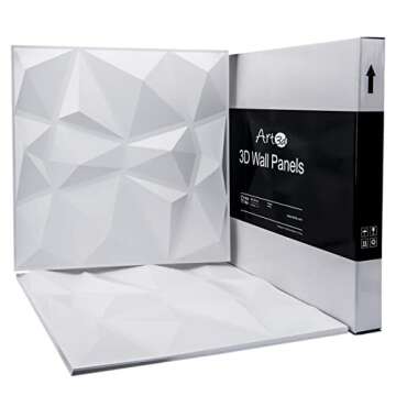 Art3d 19.7"x19.7" (Pack Of 12) Wall Panel 3D Pyramid, White