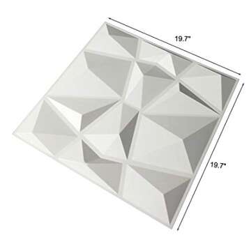 Art3d 19.7"x19.7" (Pack Of 12) Wall Panel 3D Pyramid, White