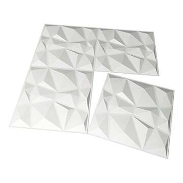 Art3d 19.7"x19.7" (Pack Of 12) Wall Panel 3D Pyramid, White