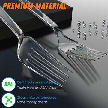Dipoo 7.1" Heavy Duty Clear Plastic Forks, BPA-Free, 84 Count