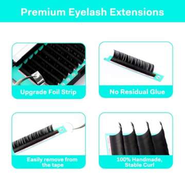 Eyelash Extensions 0.05 D Curl 12mm Lash Extensions Supplies Individual Lashes Premium Silk Volume & Classic Lash Soft Matte Dark Professional Eyelashes Extension (0.05-D-12mm)