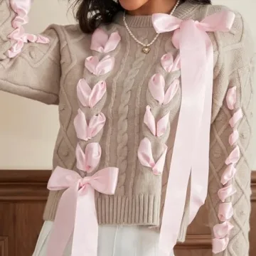 Trendy Women Bow Sweater - Chic Winter Knitwear