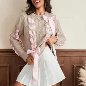 Trendy Women Bow Sweater - Chic Winter Knitwear