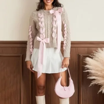 Trendy Women Bow Sweater - Chic Winter Knitwear