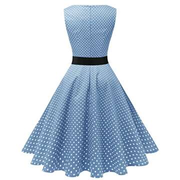 Gardenwed Plus Size Women's Vintage Cocktail Party Sleeveless 1950s Retro Polka Dot Dresses Blue Small White Dot 3XL