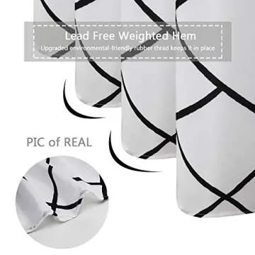 Uphome Moroccan Shower Curtain Black and White Geometric Print Fabric Shower Curtain Set with Hook Chic Trellis Boho Bathroom Decor Heavy Duty, 72x72