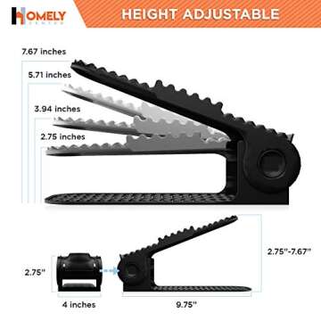 10PCS Shoe Slots - Shoe Stacker - Increase Space by 200% - Adjustable, 4 Level Shoe Space Saver - Durable Shoe Slots Organizer - Shoe Organizer with Double Decker Storage for Closet, Shoe Holder Rack