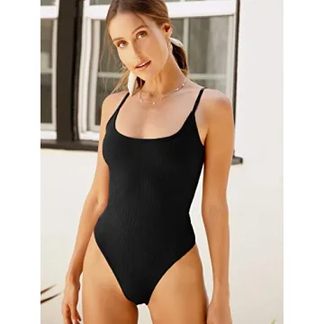 Stylish Women's Backless Ribbed Bodysuit Cami Top